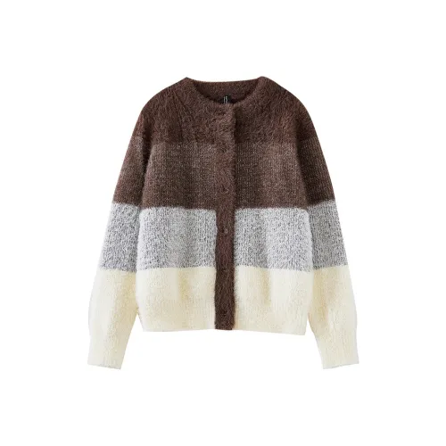 OUNIXUE Свитер Женские Кофейный Серый Бежевый