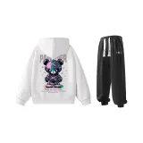 Комплект одежды (Белый свитшот + Черные штаны)