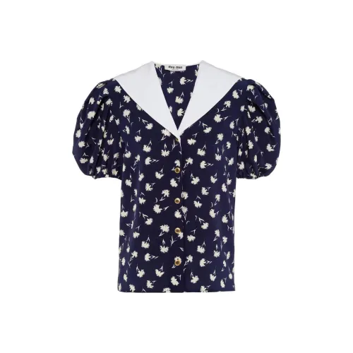 MIU MIU SS22 Рубашка Женская Синяя