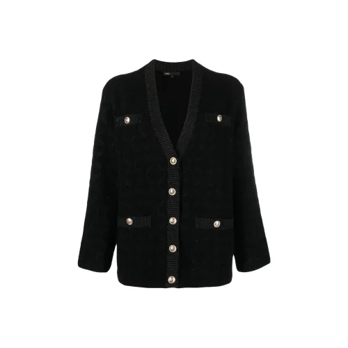 Maje FW22 V-образный вырез облегающий кардиган с длинными рукавами трикотаж женский черный