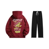 Комплект (бордовый топ+черные брюки)