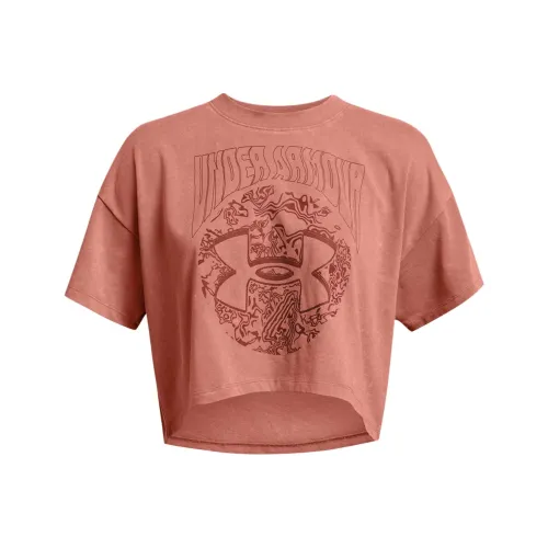 Under Armour Рукав с спущенным плечом T-рубашка Женская Каньон Розовый