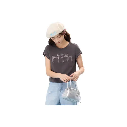 ZIHAN Flutter Sleeve T-Shirt Женская Серый