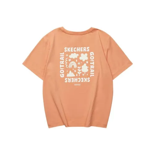 Skechers Т-рубашка с оборванным рукавом женская кораллово-оранжевая