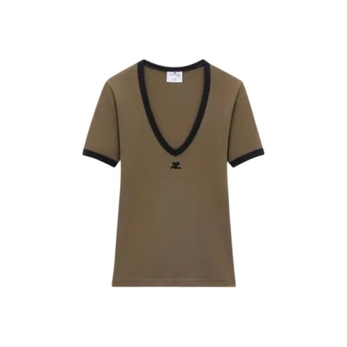 COURREGES SS24 T Рубашка Женская Камуфляж Зеленый Зеленый Камуфляж