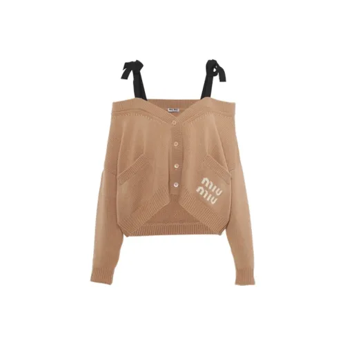 MIU MIU SS22 Кашемировый свитер женский хаки