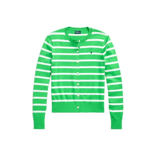 Polo Ralph Lauren Полосатый Кардиган из Смеси Хлопка Трикотаж Женский Зеленый
