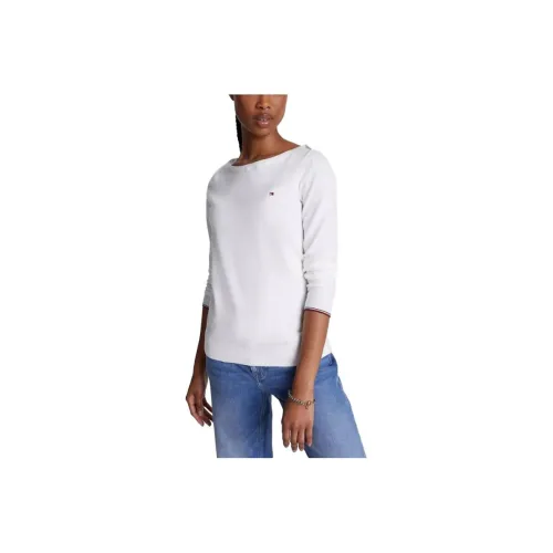 Tommy Hilfiger Твердый Boatneck Свитеры Milky WAY Свитер Женские Белый