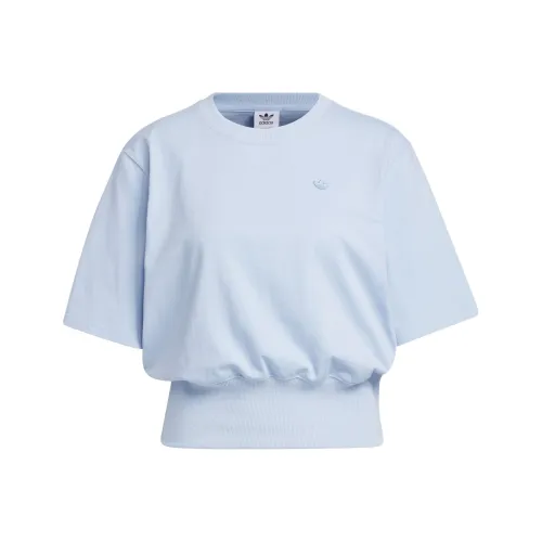 Adidas Originals Т-рубашка с оборванным плечом женская светло-розовая синяя