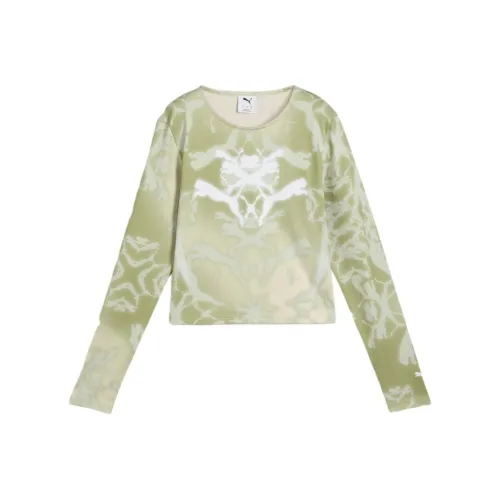 Puma Dare TO Рукав с оборотом T-рубашка Женская Фисташково-зеленый