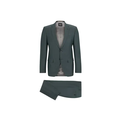 Hugo Boss Slim Fit костюм в елочном узоре новый из шерсти деловой костюм для мужчин темно-зеленый