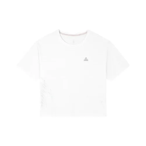 PEAK Рукав с оборванным плечом T-рубашка Женская Полностью белая