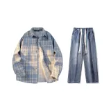 Set (Light Blue Shirt + Dark Blue Jeans)  
Комплект (Светло-синяя рубашка + Темно-синие джинсы)