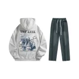 Комплект одежды (Премиум серый топ + Винтажные синие штаны)