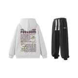 Комплект одежды (Белый свитшот + Черные спортивные штаны)