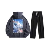 Комплект одежды (Темно-серый свитшот + черные штаны)