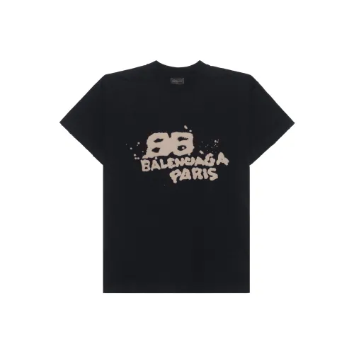 Balenciaga T-рубашка с оборванным рукавом женская черная свободного кроя