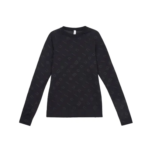 lululemon T-Shirt Женская с принтом по всей поверхности черного цвета