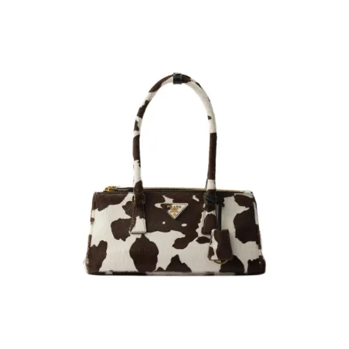 PRADA Сумка через плечо из коровьей кожи среднего размера белая и темно-коричневая