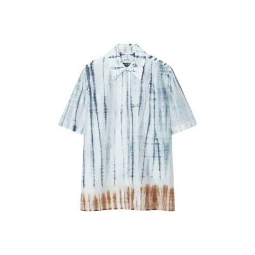 COS x TABATA SHIBORI Рубашка Женская Белая Синяя