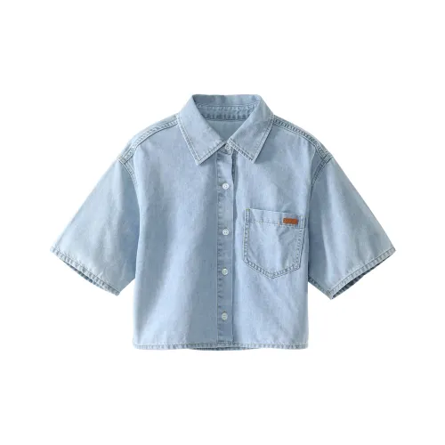 Fstudio Cropped Denim Shirt Women's Blue