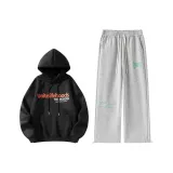 Черный топ+серые брюки