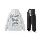 Комплект одежды (Белый свитшот + Черные спортивные штаны)