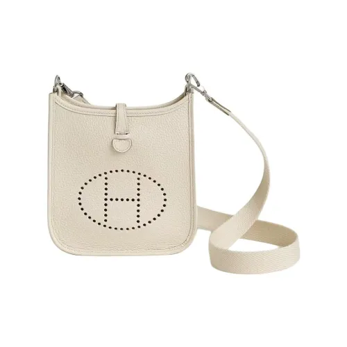 HERMES Evelyne Коровья кожа Сумка через плечо Мини Женский Мел Белый