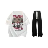 Комплект одежды (Белая рубашка с коротким рукавом + Черные повседневные штаны)