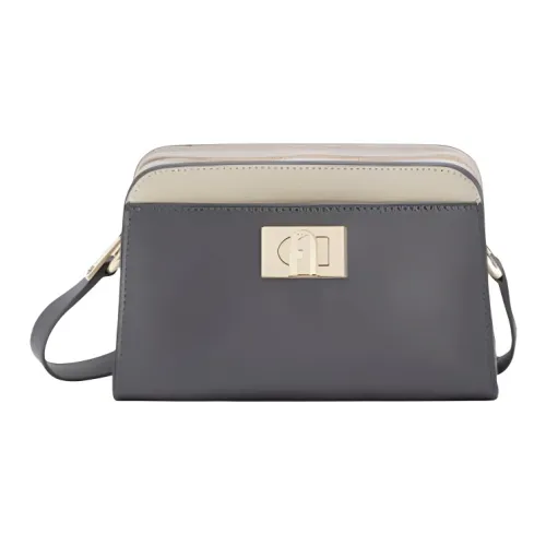 Furla 1927 Collection Колорблок Принт Кожа Сумка через плечо Мини Женские Средне-серый Бежевый