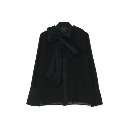Yohji Yamamoto Черные Женские Шифоновые Рубашки