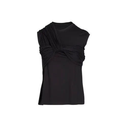 GIAMBATTISTA VALLI Однотонный без узора Weave Плиссированный Круглый вырез Без рукавов T Рубашка Женские Черный
