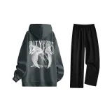 Set (Dark Gray Hoodie + Black Casual Pants)  
Комплект (Темно-серый худи + черные повседневные штаны)