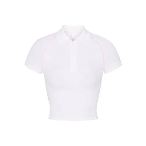 SKIMS New Vintage Sport Укороченная Рубашка Поло с воротником Женская Снег Снег