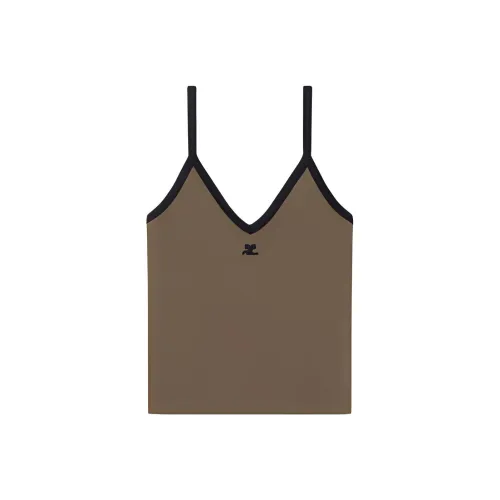 COURREGES SS24 Контрастность V-образный вырез Майка с бретелями Женская Камуфляж Зеленый Зеленый камуфляж