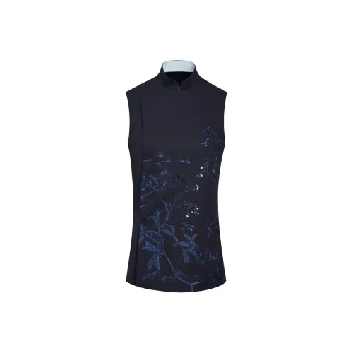 Shanghai Tang SS24 Рубашка Женская Морской Синий