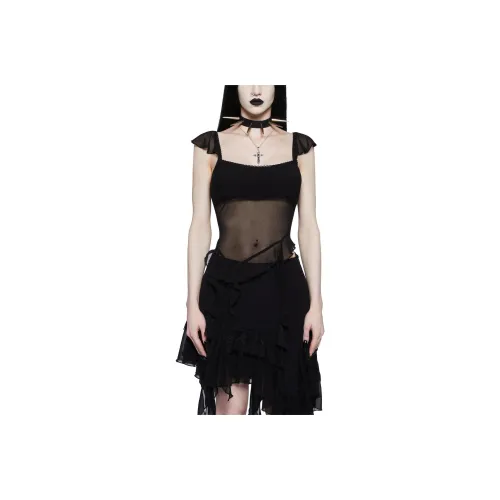 Dolls Kill Widow Veiled Longing Cami Топ Топ на бретелях Женский Черный Черный