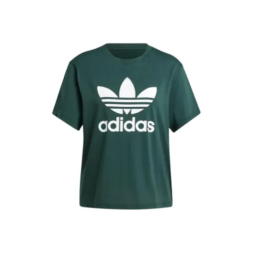Adidas Originals Adicolor Trefoil SS24 Стандартная T-рубашка Женская Минеральный зеленый