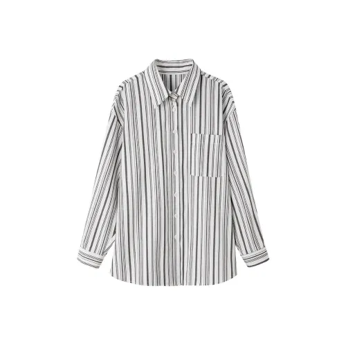 HACHIXIAOJIE Винтаж Полосы Женские Рубашки