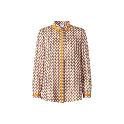 JZ. ANNAKRO Рубашка Женская Цветочный Дизайн Земляной Желтый