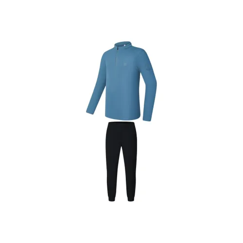 FILA Фитнес Ice Dust Blue Топ + Black Низ Мужская Повседневная Спортивная Одежда