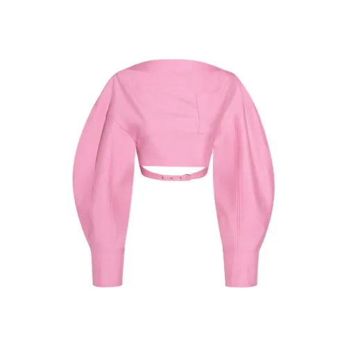 Jacquemus FW24 Лодочка Вырез Укороченная Рубашка Женская Розовая Розовая