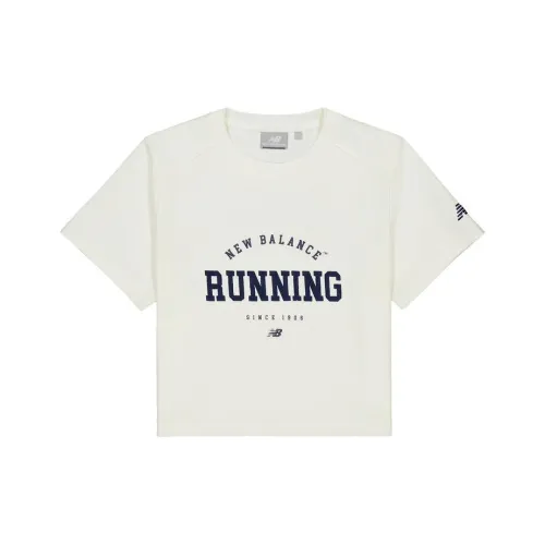 New Balance SS24 Реглан с короткими рукавами T-рубашка Женская Белая