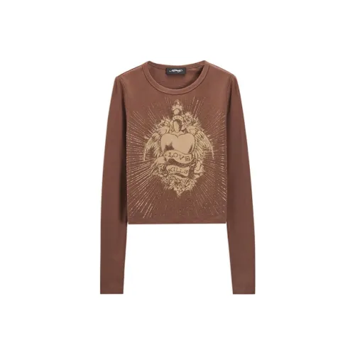 Ed Hardy Iced Мокко Коричневый Женские Т-Рубашки