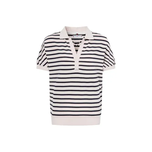 Tommy Hilfiger Темно-синий Белые полосы Женское Поло