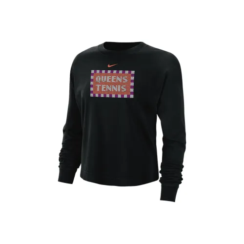 nike Теннис FW24 Рукав с оборванным плечом T-рубашка Женская Черная