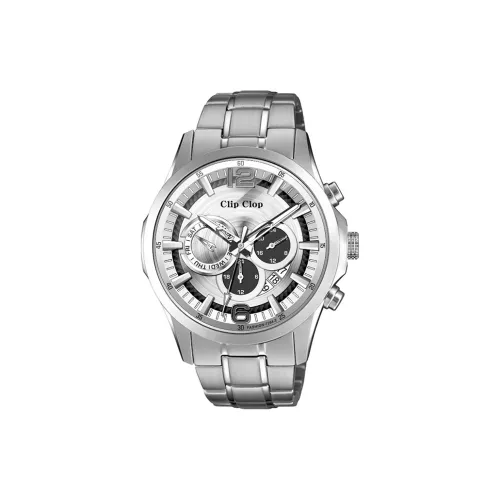 Clip Clop Кварцевый механизм ремешок из нержавеющей стали мужские часы серебристый циферблат