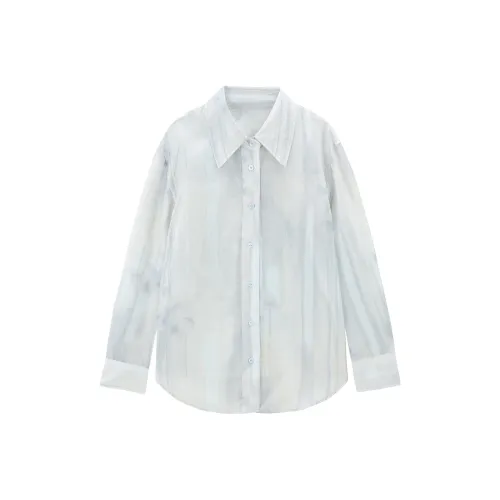 PEACEBIRD Синий узор Женские рубашки