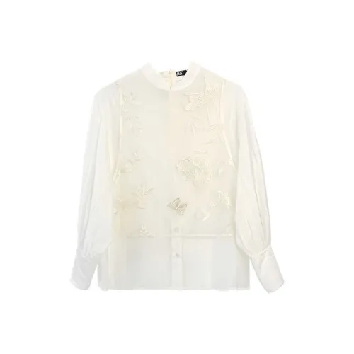 JK JS SS24 Рубашка Женская Нефритовая Бабочка Белая