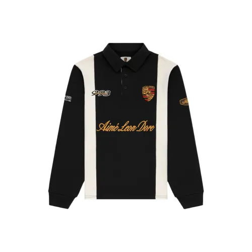 AIME LEON DORE Porsche Collaboration Ink Black Men's Rugby Jersey AIME LEON DORE Porsche Collaboration Чернильно-черный Мужской Регбийный Джерси